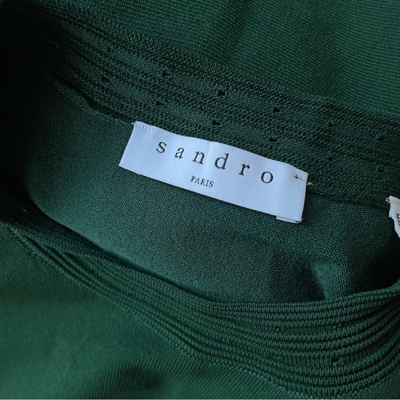Sandro Paris Brandy Banded Waist Knit Dress – Emerald Green (Size 2 / XS) - Picture 9 of 14